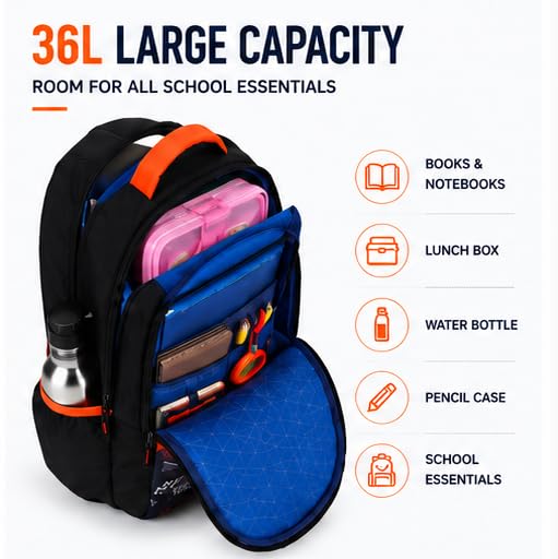 Image of Flash Backpack for Boys & Girls | 3-Compartment School, College & Travel Backpack with Organizer Pocket, Extra Sleeve, Rain Cover, Side Bottle Holder & Breathable Mesh Back