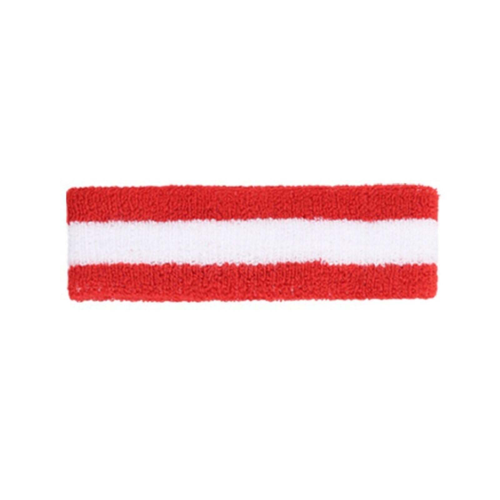 SNAPPSY 3 Pieces Rainbow Workout Headband Moisture Wicking Rainbow Sweatband Set Breathable Striped Sports Headband for Running, Mindful Movement, Basketball, Red-White-picture-45