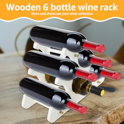 Soporte de madera para 6 botellas de vino de mesa miniatura 3