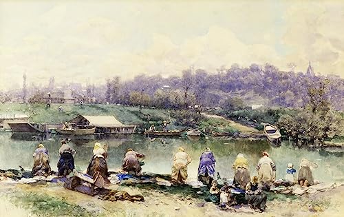 Les Lavandières de Rico Y Ortega cadeau art toile affiche de célèbres tableaux paysage 60x90