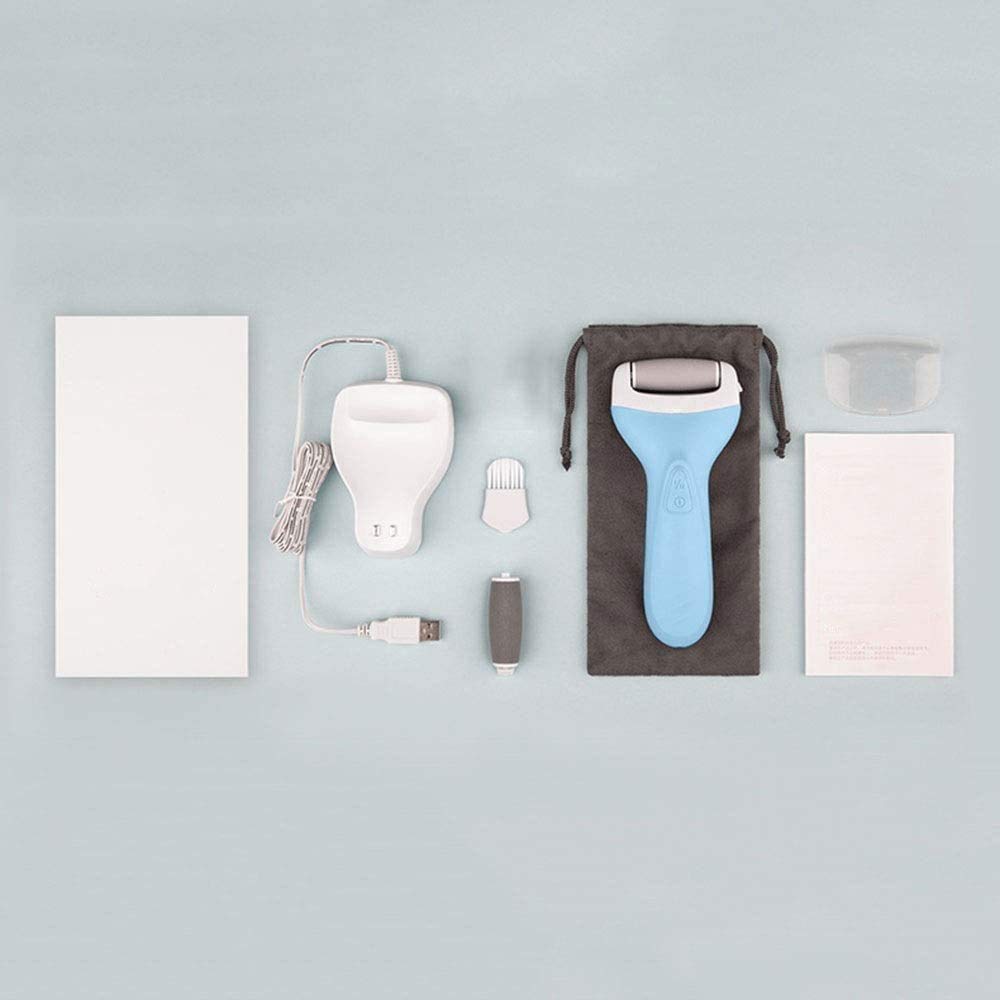 Removedor de callos eléctrico - Lima de pie recargable Afeitadora de callos Herramientas de pedicura para remover la piel dura, para callos de talones agrietados y piel muerta, Azul/Rosa (Color : Blu