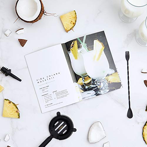 VonShef Matte Black Parisian Cocktail Shaker Set in Gift Box with 17oz Shaker, Muddler, Bar Spoon, Jigger, Hawthorne Strainer, Julep Strainer, Bottle Pourers and Recipe Book