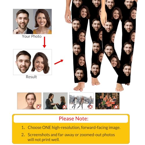 Custom Pajama Pants with Photo Personalized Pajama Face Pants for Men Women Customized Christmas Sleepwear Bottoms3