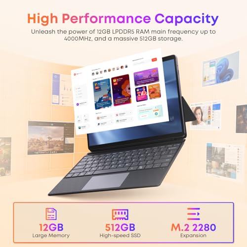 CHUWI 12.96" Windows Tablet with Keyboard, Hi10 Max 2 in 1 Touchscreen Tablet, Intel N100,12GB LPDDR5 512GB SSD, 2880X1920 FHD, Windows 11 Tablet with Keyboard Support WiFi 6,BT 5.2,HDMI,Type C,USB3.2 - Image 4