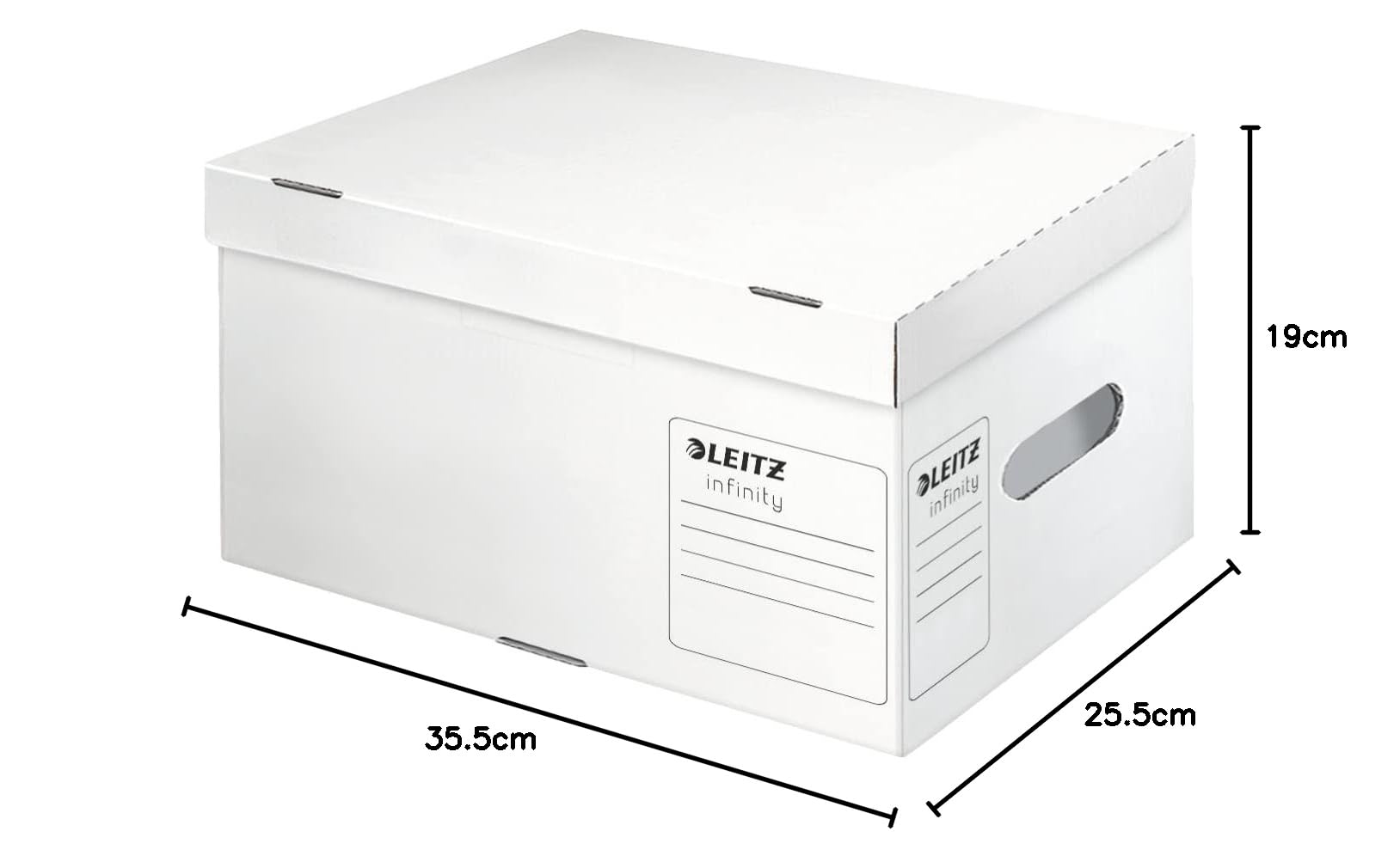 Leitz Infinity 61050000 - Scatola archivio con coperchio ribaltabile, formato A4 Plus, 20 pezzi, 100% riciclabile, certificato FSC, colore: Bianco