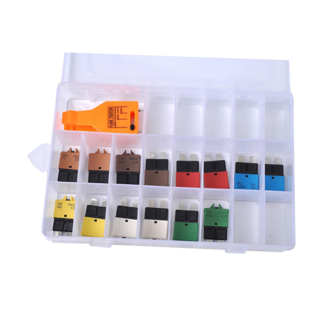 Cabilock Kit de Fusibles para Coche Plástico Resistente 15 Piezas con Comprobador de Fusibles de Autorrecuperación y Surtido de 5a a 30a para Uso Automotriz
