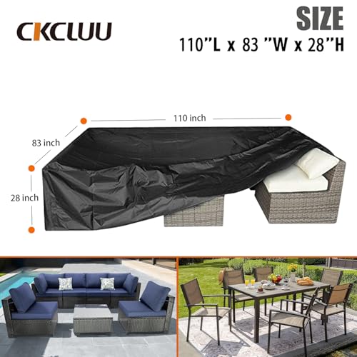 Image of Patio Furniture Set Cover Outdoor Sectional Sofa Set Covers Outdoor Table and Chair Set Covers Water Resistant 110 Inch L x 83 Inch W x 28 Inch H