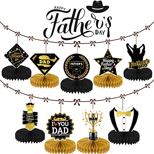 Fathers Day Decorations Fathers Day Honeycomb Table Centerpieces For Fathers Day Party Decor, Happy Fathers Day Party Supplies, 9Pcs #TOP2