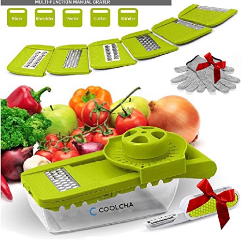 Mandoline Slicer, Coolcha Vegetable Grater & Julienne Slicer Cutter for Cucumber, Onion, Cheese