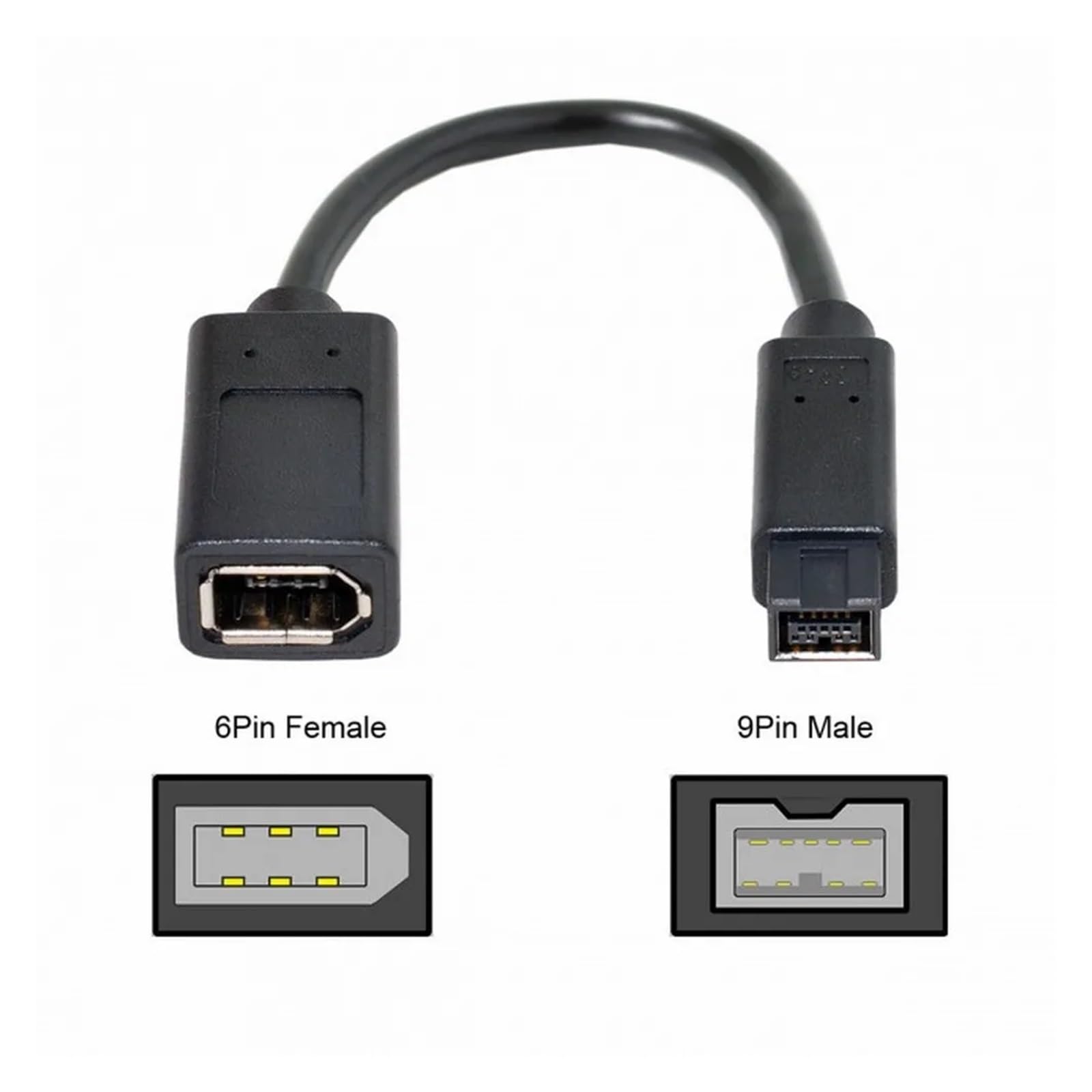 IEEE 1394 6Pin Femmina a 1394b 9Pin Maschio Firewire 400 a 800 Cavo 20cm