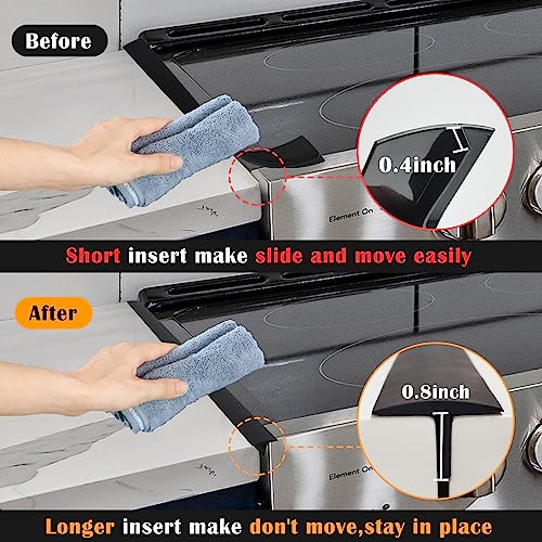 Image of KindGa Stove Gap Covers - 30 Inch Silicone Counter Gap Filler 2 Pack Black | 0.2-1 inch gap range seal spill between appliance, countertop, oven; Long stove counter gap cover, gas stove side gap covers