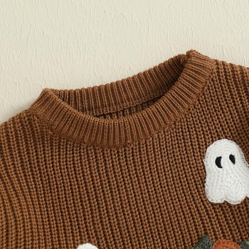 Toddler Baby Boy Girl Halloween Outfits Boo Ghost Sweater Long Sleeve Pullover Oversized Sweatshirt Fall Clothes4