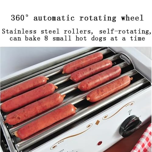 Vaporera eléctrica con Capacidad para 8 Perritos Calientes y Temperatura Ajustable, Ideal para Salchichas Bratwurst, Salchichas de Desayuno y más.