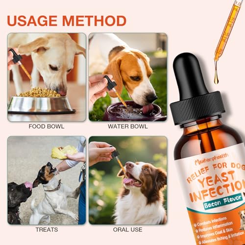 Yeast Infection Treatment for Dogs - Natural Yeast Relief for Dogs - Anti-Yeast Drops for Itchy Ears, Paws & Skin Allergy Relief, Herbal Supplement for Dog, 2 FL OZ Bacon Flavor — view 6