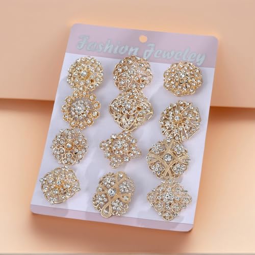 Image of 26 Pieces Wedding Bouquet Bulk Brooches for Women Fashion, Large Rhinestone Flower Brooch Pins for Crafts