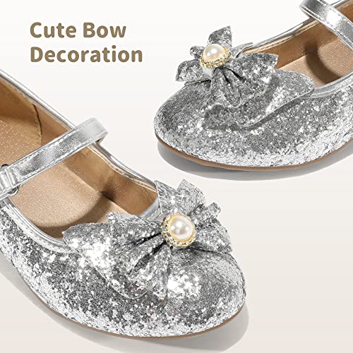 Image of DREAM PAIRS Girls Dress Shoes Princess Shoes for Toddler Little Girl Mary Jane Low Heels Glitter Flower Party Wedding Footwear