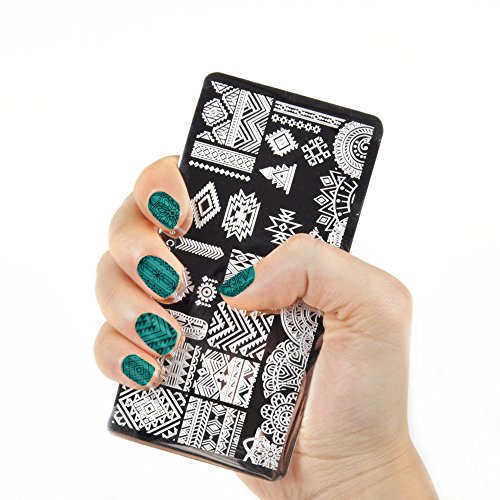 BIUTEE 15Stück Nagelstempel mit Blumen, Nagel Stempel Stamping Schablone Geometrischen Mustern Nail Art Stamping Set mit 1 Stempel 2 Schaber Nail Stamping Plate Nail Art für Nageldesign Maniküre Salon – Bild 8