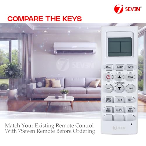 Image of 7SEVEN Compatible with Lloyd AC Remote Control Model 36F Suitable for Split and Window 1 1.5 2 Ton Air Conditioner Remote - Match Each Keys Exactly to Replicate Genuine Remote Function