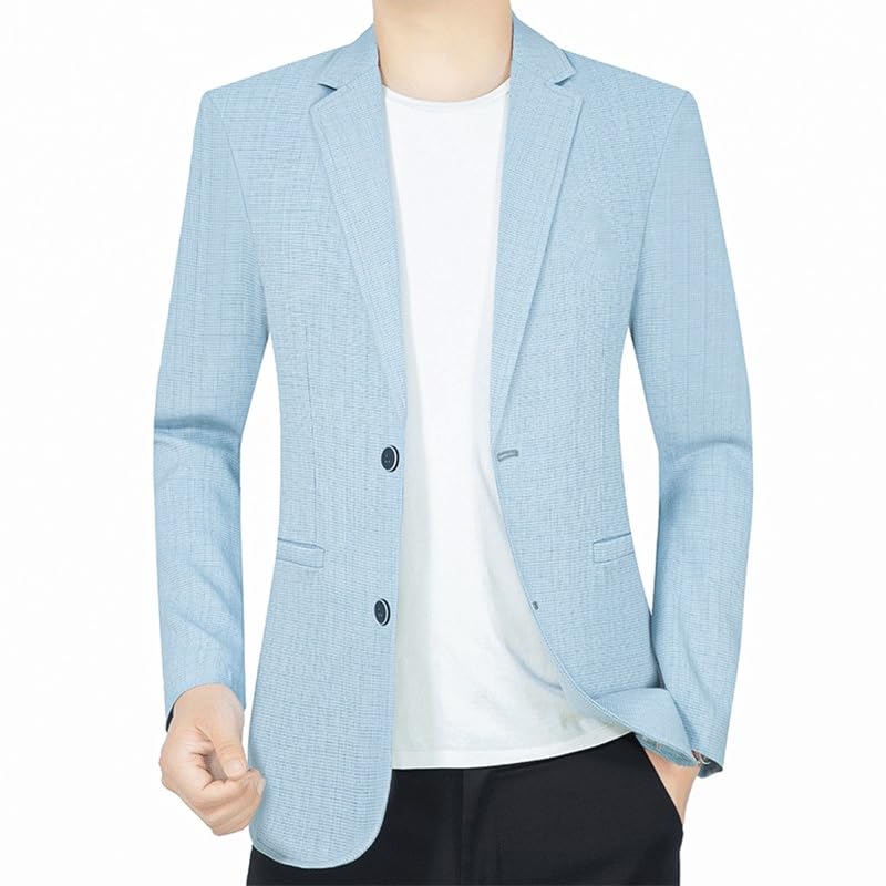 Mens Light Blue Classic Fit Blazers Elegant Suit Jacket Stretch Sport Coat Regular for Wedding Prom Homecoming