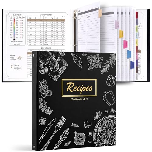 Dahey Recipe Binder with 50 Plastic Sleeves Waterproof Recipe Book to Write in...