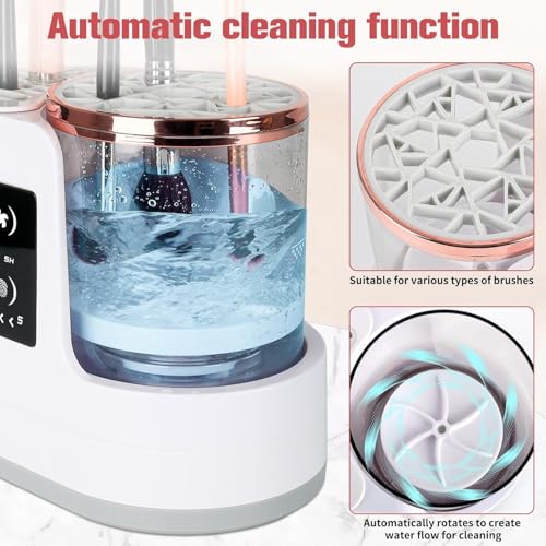 3 IN 1 Electric Makeup Brush Cleaner Machine With Makeup Brush Dryer-Holder-Portable Automatic USB Cosmetic Brushes Cleaner Tool for All Size Beauty Makeup Brush Set,Contour, Eyeshadow, Blush Brush