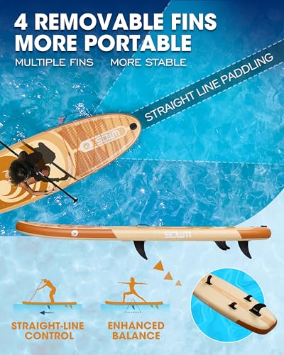 Image of Inflatable Paddle Boards, Stand Up Paddle Board for Adults Youth of All-Round, 10'6'' *33'' * 6'' Extra Wide & No-Slip Sup for Yoga Fishing