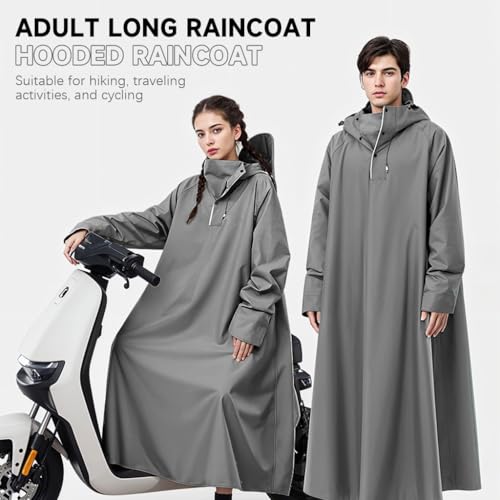 Image of PALAY Long Rain Coat, Raincoat for Men Women Waterproof | Reusable Hooded Rain Poncho with Wide Brim | Lightweight Raincoat for Hiking, Travel, Motorcycle Riding