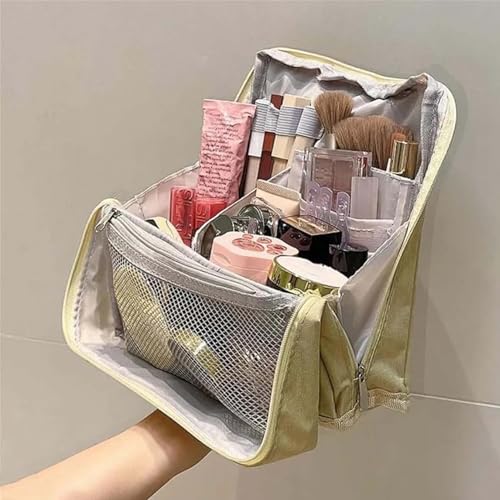 Glownest Cosmetic Bag, Glow Nest Cosmetic Bag, Standing Makeup Bag Portable, Large Capacity, Stand Up Make Up Bag, Vertical Makeup Organizer Bags, Dry & Wet Separation (Pink - B)2