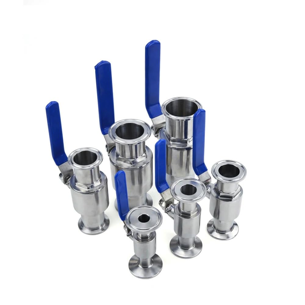 19/25/38/51mm, Válvula de Esfera Sanitaria Acero Inoxidable 304 - Tri Clamp - 1 PC, Higiénica para Cerveza Casera, Alimentos, Lácteos & Aplicaciones Pharma(51mm x Ferrule 64)