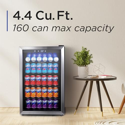 BLACK+DECKER 4.4 Cu. Ft. Beverage Cooler, Beverage Fridge with Double Pane Glass Door, Drink Fridge and Beverage Refrigerator with 160-Can Capacity for Home Bar and Home Office with LED Display on Fridge.com