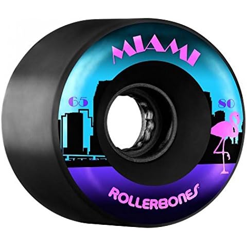 RollerBones Outdoor Miami 65mm 80a Roller Skate Wheels 8pk Black Cover