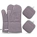 Aoresac Ofenhandschuhe Topflappen 4er Set mit Silikonbeschichtung Hitzebeständig bis zu 230 °C, Geeignet für Küche und Grill (Grau 2)