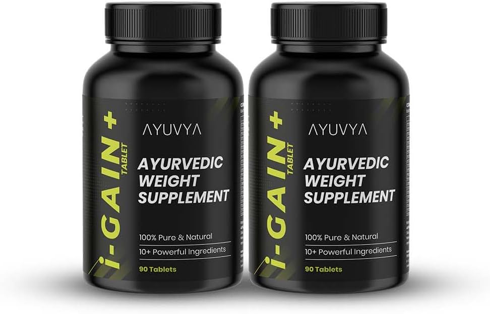 Ayuvya i-Gain+ Weight Supplement (Pack of 2)| Helps in Gaining Weight, Improving Appetite & Nutrient Absorption | With New & Improved Formula | 90 Tablets - As Seen on Shark Tank