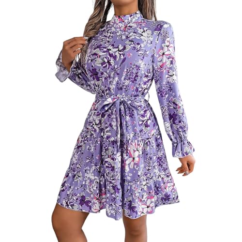 Robe trapèze automnale à imprimé floral bucolique