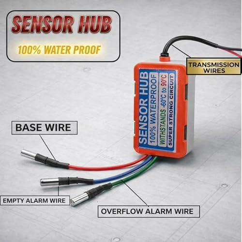 Image of Water Tank Overflow & Empty Alarm with Brass Sensor Swarn Jal Cell Powered Water Indicator Bell Loud Human Voice 100% Shock Proof 1-3 Years Cell /Battery Life 1 Year Complete Warranty + 0.5M Wire
