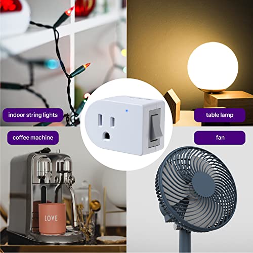 Fosmon Grounded Outlet With On/Off Switch (2 Pack), 3 Prong Electrical Plug Outlet Switch, 245J Single Port Power Adapter Surge Protector, Outlet Extender, 15A Circuit Breaker, White, Etl Listed #TOP7