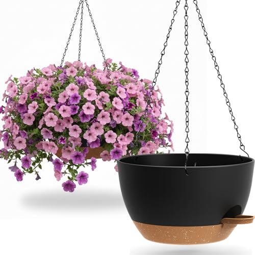 UOUZ 13 Inch 2 Pack Large Self Watering Hanging Planters for Indoor Outdoor Plants, Hanging Plant...