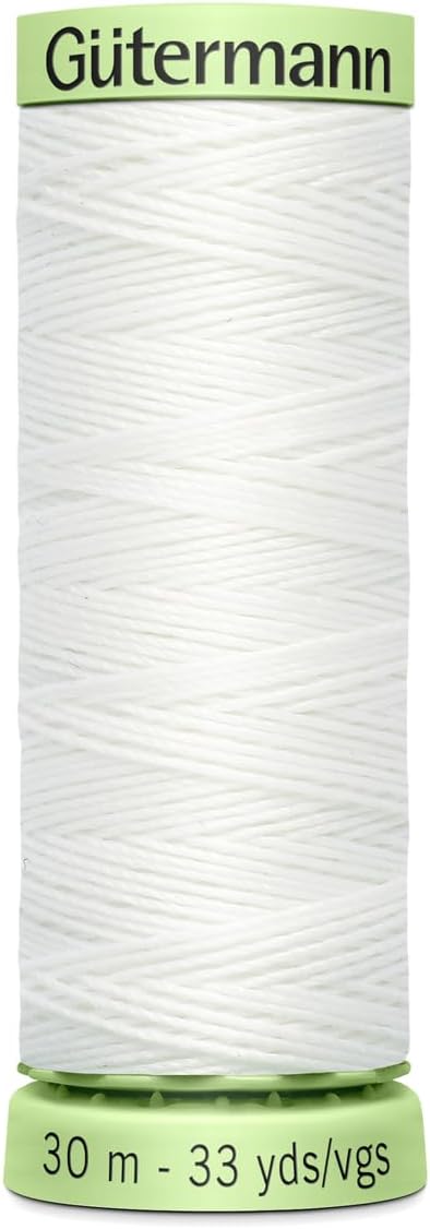 White Colour 800 Gutermann Top Stitch Sewing Thread Extra Strong Thick Polyester Upholstery Jeans Denim Button Stitch (1 x 30 Meter Spool)