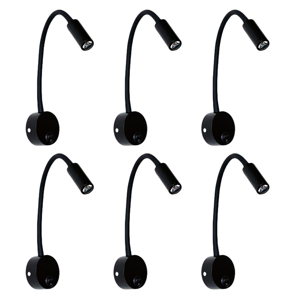 6 Pezzi Lampada da Lettura per Studio da Comodino, Applique da Parete, Lampada da Libro A LED da 3 W, Luce Notturna A LED per Camera da Letto, Dormitorio
