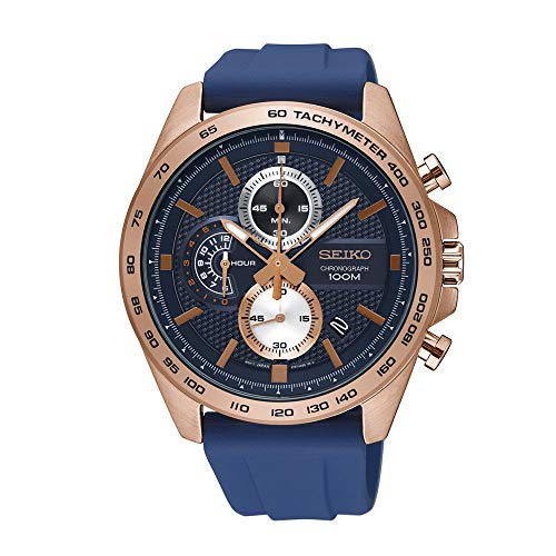 Preisvergleich Produktbild Seiko Herren Chronograph Quarz Uhr mit Gummi Armband SSB290P1