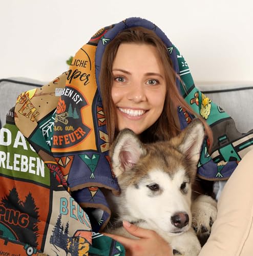 Camping Geschenke, Camping Geschenke für Männer, Geschenke für Camper, Camper Geschenke, Camping Deko, Wohnmobil Geschenk, Camping Gadgets Wohnmobil, Wohnwagen Zubehör Innen, Camping Decke 150 x 130CM