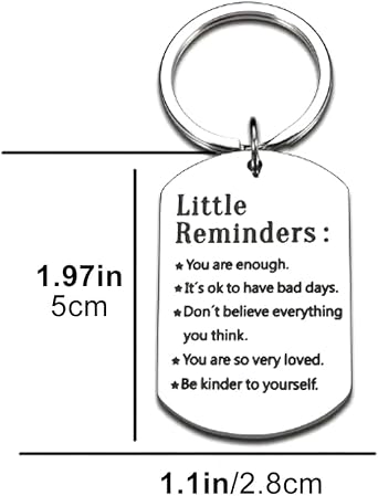 Little Reminders Keyring Inspirational Mental Health Gift with Daily Affirmations, Stainless Steel Uplifting Quote Keychain for Her/Him, Self-Love & Positivity Gifts