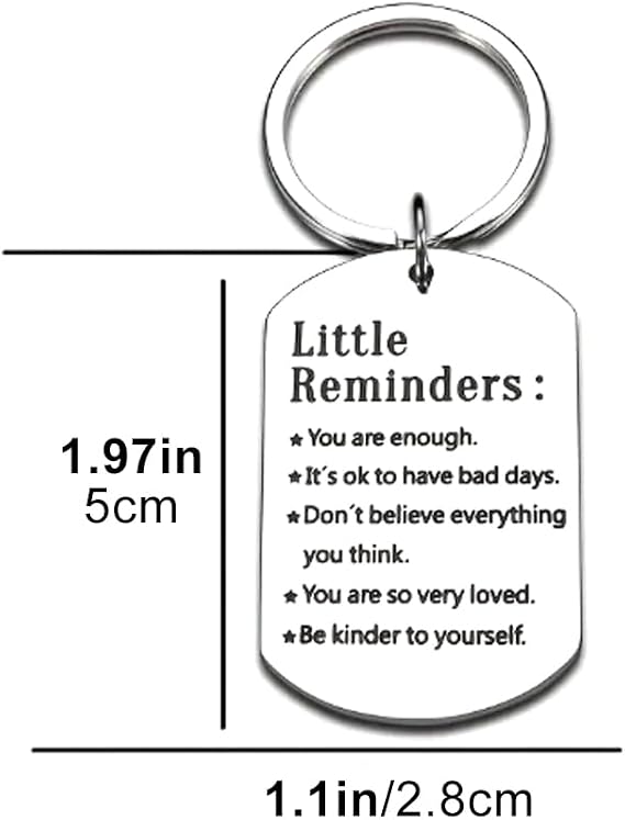 Little Reminders Keyring Inspirational Mental Health Gift with Daily Affirmations, Stainless Steel Uplifting Quote Keychain for Her/Him, Self-Love & Positivity Gifts