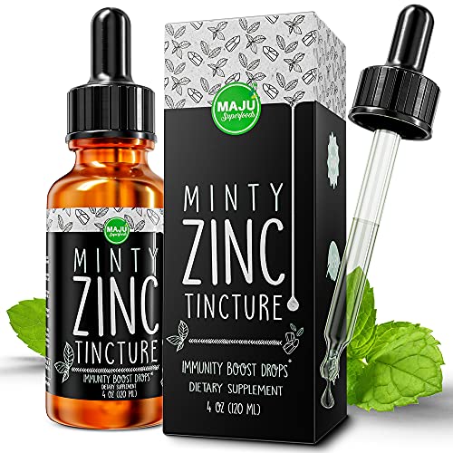 MAJU's Liquid Ionic Zinc Drops for Immune Support - 4 oz. Concentrated Ionic Zinc Sulfate - Refreshing Minty Taste - Pure Natural Source of Zinc Sulfate - Easy to Take Drops, Health Supplement