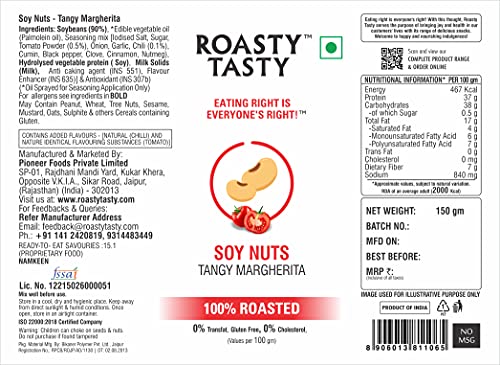 Image of Roasty Tasty Tangy Margherita Flavour SOYA Nuts High Protein Healthy Snack - Combo Pack of 2 (150gm Each)
