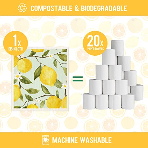 Morigins Mixed Fruit Swedish Kitchen Dishcloths Reusable Dish Towels Absorbent And Fast Dry Cleaning Cloths For Kitchen Cleaning Wipes 6 Pieces #TOP2