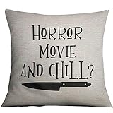 FaceYee Horror Movie and Chill Pillows Covers 18x18inch Halloween Throw Pillowcase Pillow Cover for Horror Movie Lover Home Bed Couch Color: Horror Movie Lover