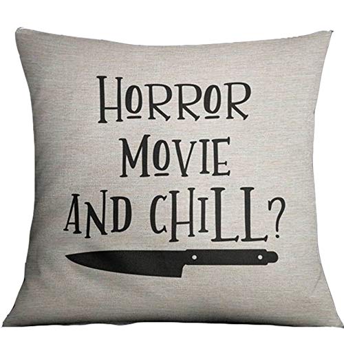 FaceYee Horror Movie and Chill Pillows Covers 18x18inch Halloween Throw Pillowcase Pillow Cover for Horror Movie Lover Home Bed Couch Color: Horror Movie Lover