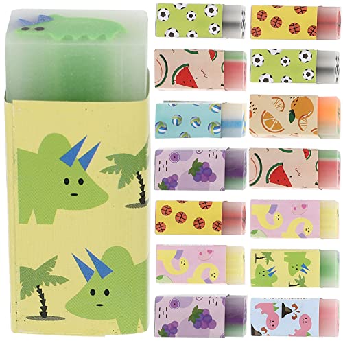 Toyvian 消しゴム 小学生 子供用鉛筆消しゴム かわいい よく消える 可愛い 学校用 15個 おもしろ 文房具 キッズ 景品 記念品 オフィス(フルーツサンド+ボールサンド+恐竜サンド 各5PCS)