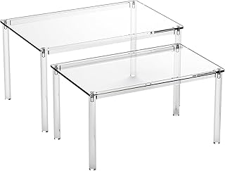 アクリルシェルフラック - カウンターストレージオーガナイザーセット。 2ピースシェルフスタンド、アクリル収納ラック |キャビネットオーガナイザーユニット、カウンタートップスペース管理、バスルームキッチンクラフトリビングルームステーション用